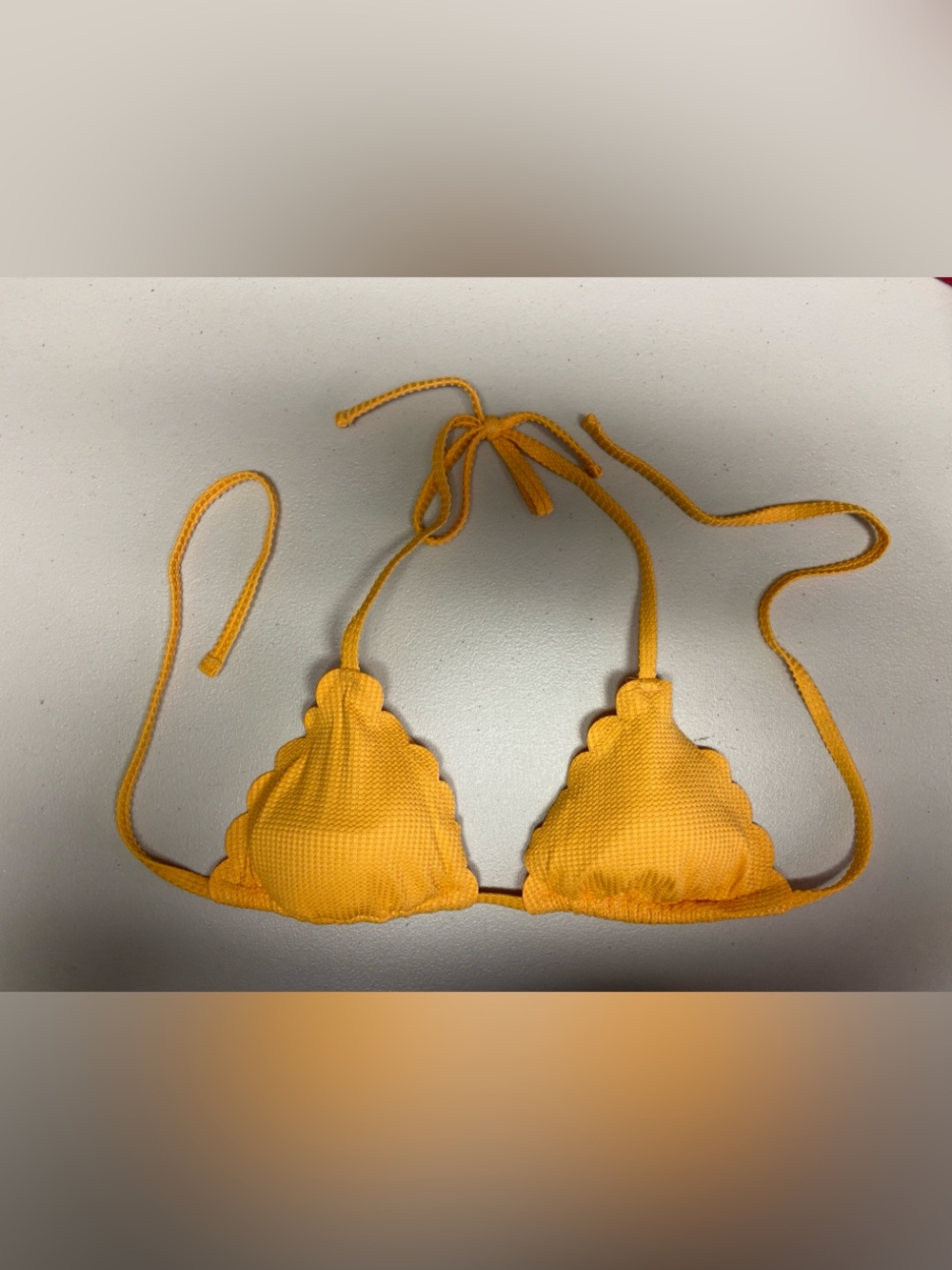 aerie Scalloped Triangle Bikini Top in Yellow